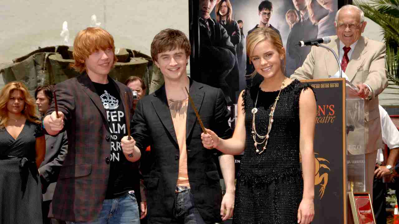 Harry Potter con Hermione e Ron 